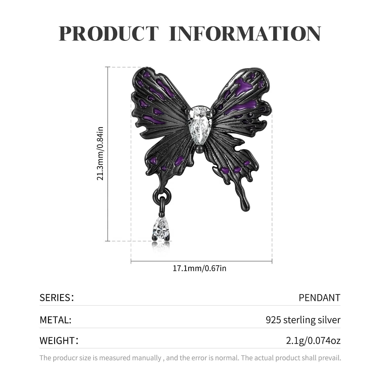 Butterfly Pendant Necklace Authentic 925 Sterling Silver Heart-shaped Pendant for Amazon Fine Necklaces Jewelry Women Accessory