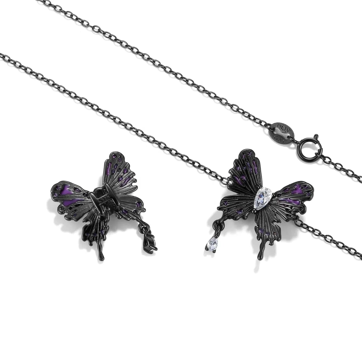 Butterfly Pendant Necklace Authentic 925 Sterling Silver Heart-shaped Pendant for Amazon Fine Necklaces Jewelry Women Accessory