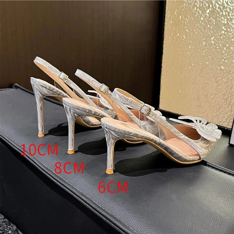 Butterfly Talon Pour Femm nouveau Slingback Sandals Rhinestone Sexy New Heels for Women
