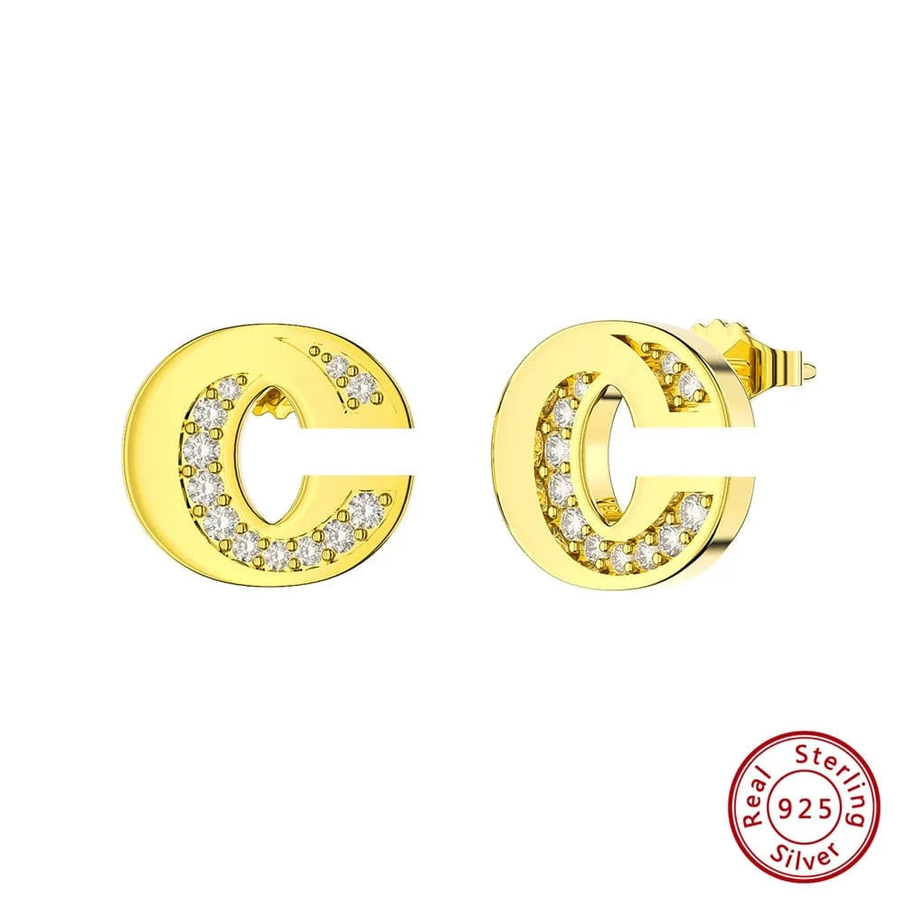 C RINNTIN ZKE01 Fine Jewelry Earrings 2023 Zircon Letter Stud Earrings Silver 925 Sterling Women Wholesale Bulk Earring Alphabet