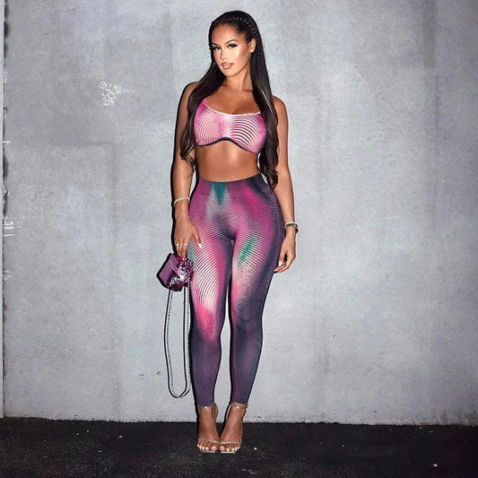 C1835 2024 Spring New Printed Tight Tank Top and Pants Sports and Casual Set