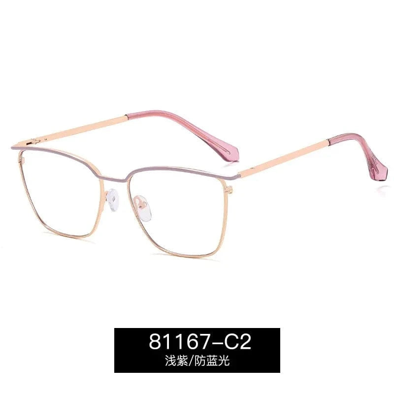 C2 / Anti blue light 2024 New Arrival Best Quality Women glasses Metal Rectangle Glasses Square Anti Blue Light Eye glasses Frame For Myopia Lens