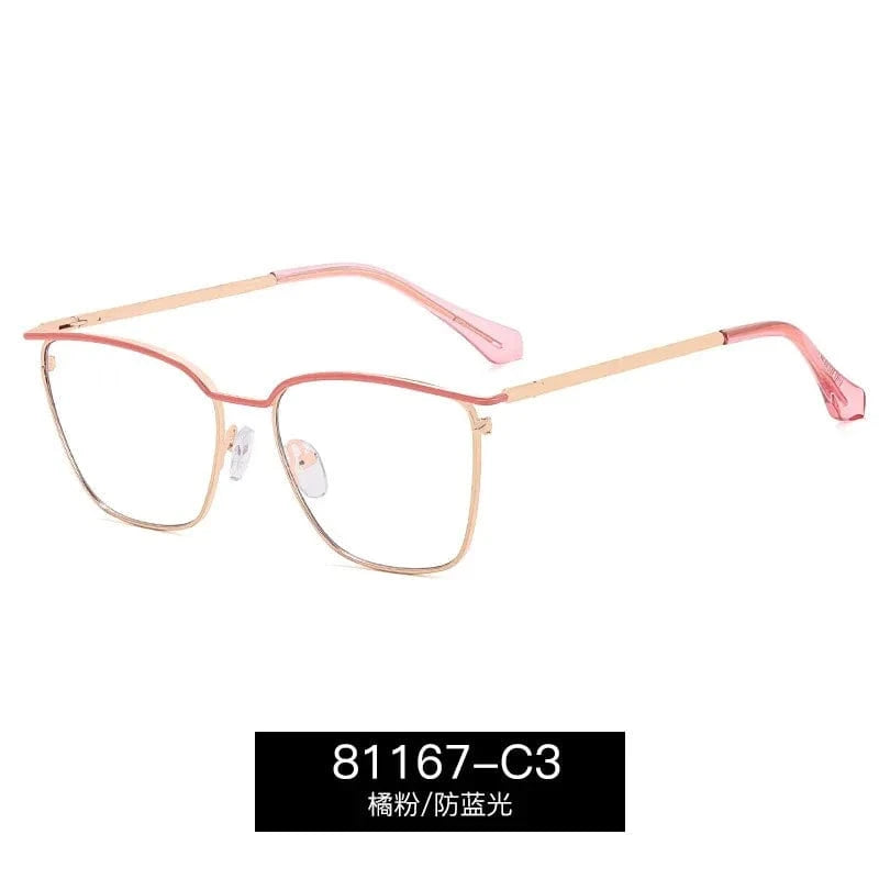 C3 / Anti blue light 2024 New Arrival Best Quality Women glasses Metal Rectangle Glasses Square Anti Blue Light Eye glasses Frame For Myopia Lens