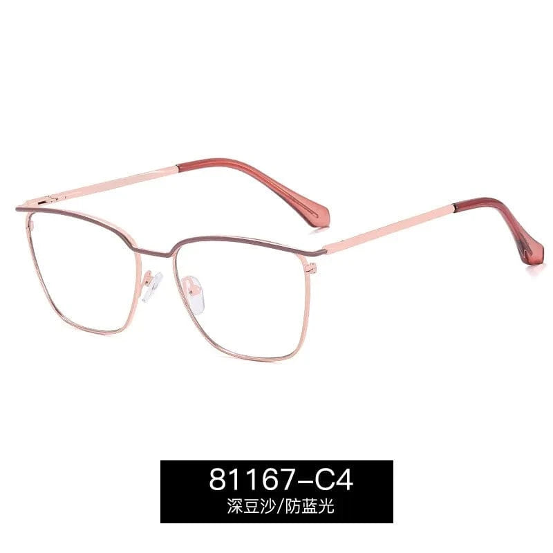 C4 / Anti blue light 2024 New Arrival Best Quality Women glasses Metal Rectangle Glasses Square Anti Blue Light Eye glasses Frame For Myopia Lens