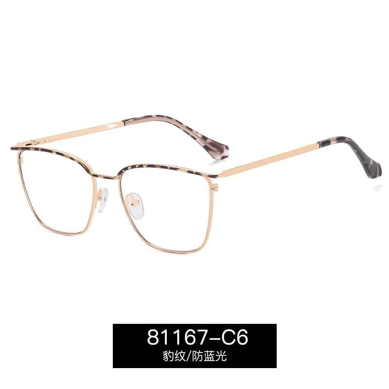 C6 / Anti blue light 2024 New Arrival Best Quality Women glasses Metal Rectangle Glasses Square Anti Blue Light Eye glasses Frame For Myopia Lens