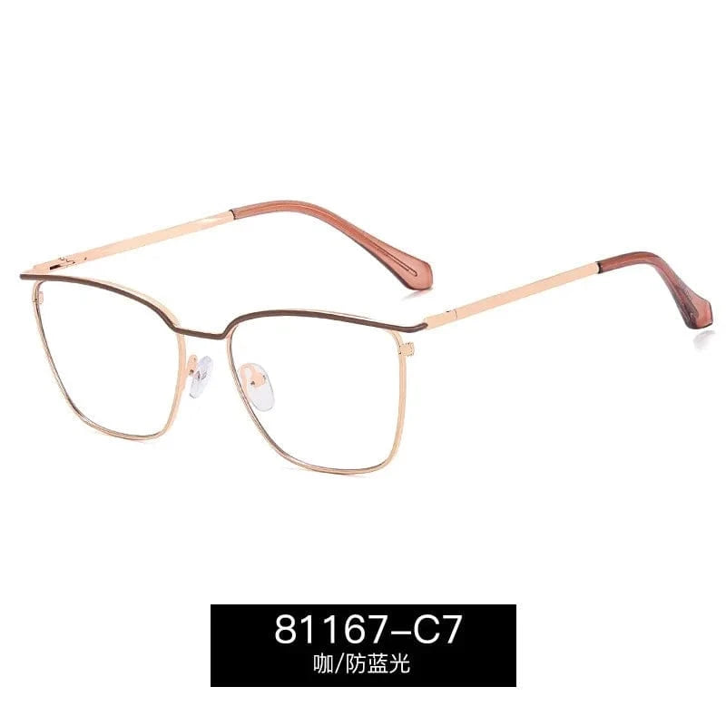 C7 / Anti blue light 2024 New Arrival Best Quality Women glasses Metal Rectangle Glasses Square Anti Blue Light Eye glasses Frame For Myopia Lens