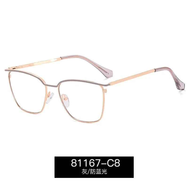 C8 / Anti blue light 2024 New Arrival Best Quality Women glasses Metal Rectangle Glasses Square Anti Blue Light Eye glasses Frame For Myopia Lens
