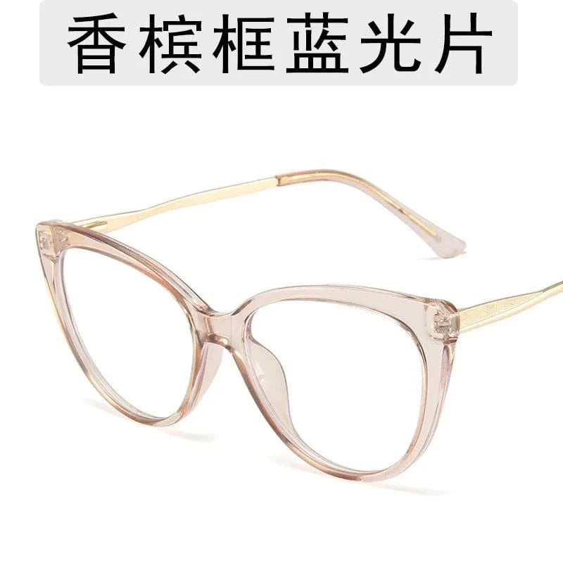 C8 / prescription glasses 2024 new arrival fashion retro TR90 metal spring glasses arm Anti blue light prescription cat eye glasses for women men
