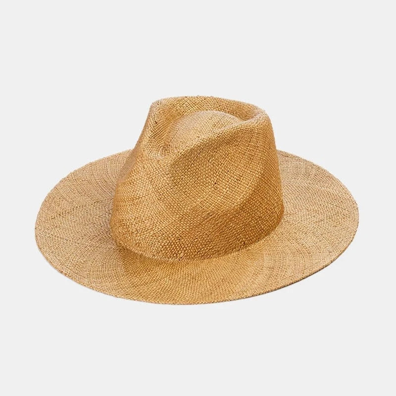 Camel 2024 OEM Wholesale Custom Unisex Sun Panama Wide Brim Straw Hats Summer Fedora Hats Women Ladies Chapeau Beach sombreros
