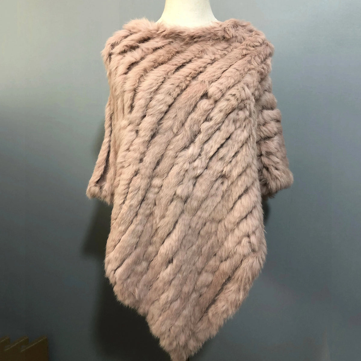 Camel Various Colors Fur Poncho Stretchy Soft Knitted  Rex Rabbit Fur Shawls for Lady