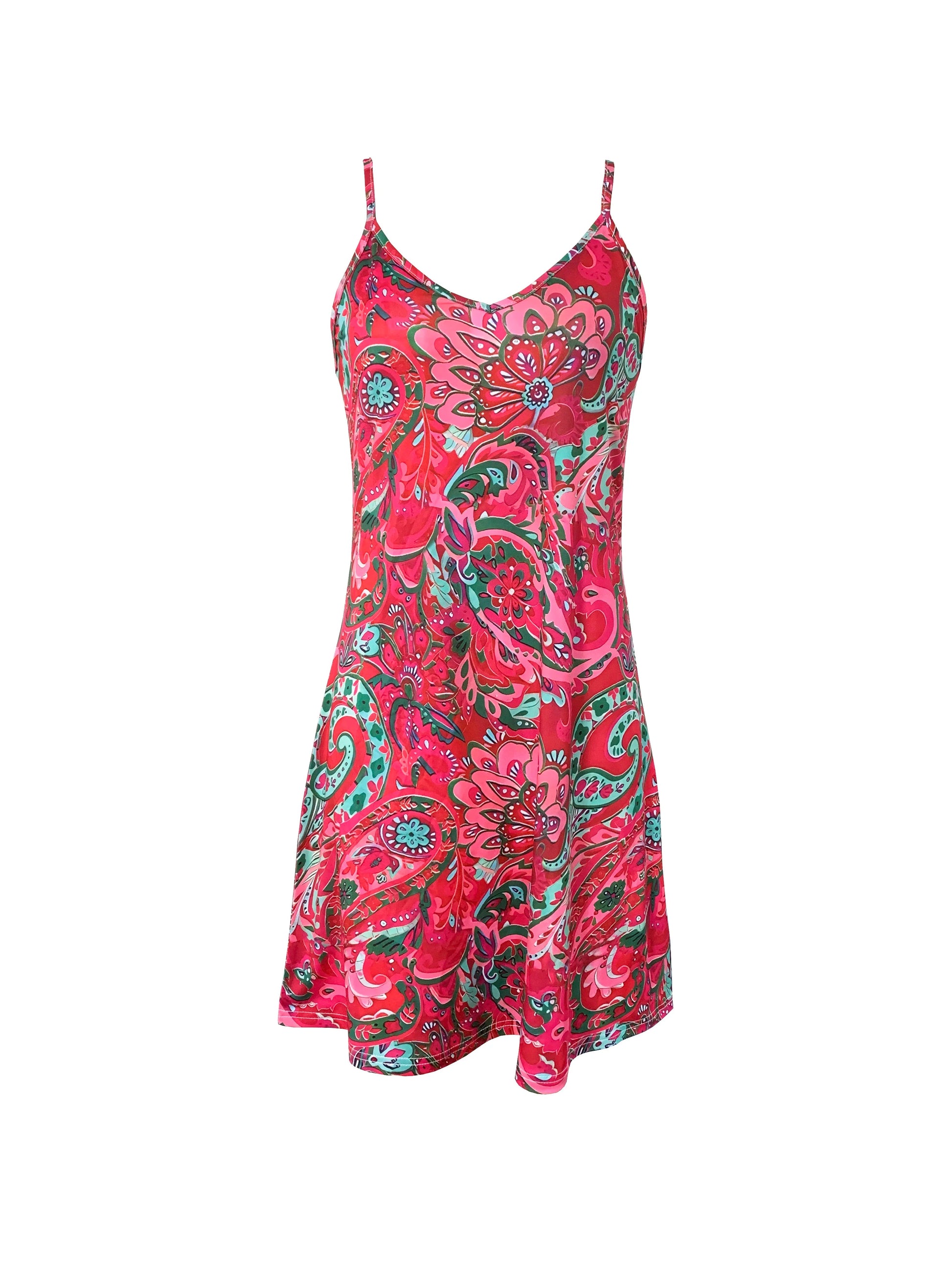 Cami Dress + Paisley Print + Elegant Resort Vacation Style For Warm Weather Getaways - SN Wigs & More