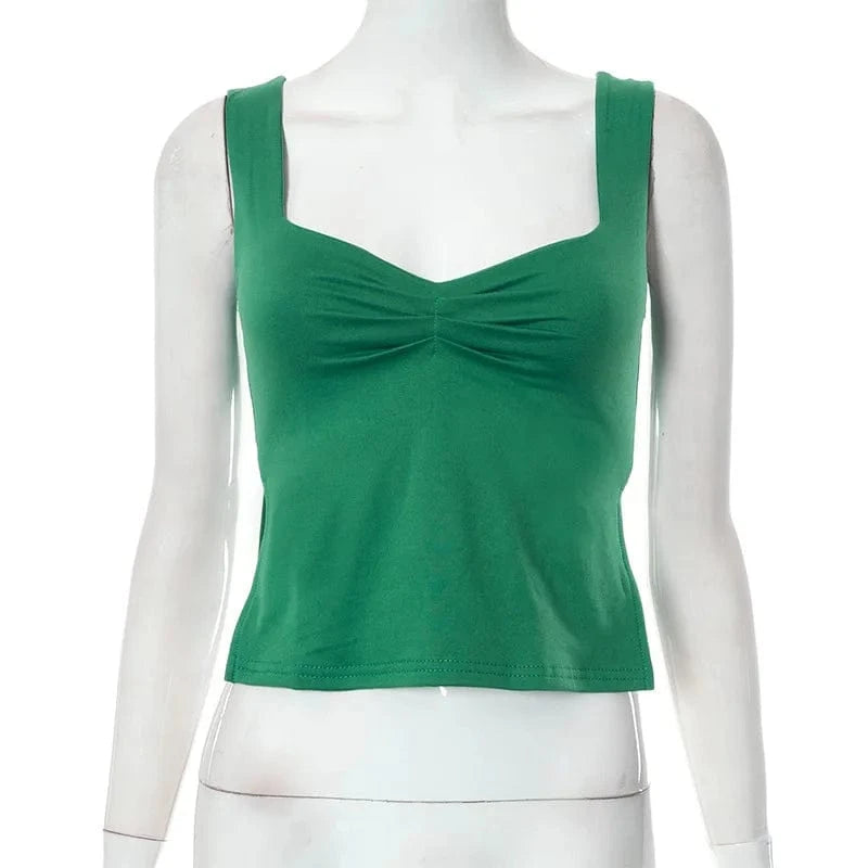 Camis Summer 2024 Y2K Double Layer Square Collar Tank Women Slim Split Crop Tops Chic Backless Sleeveless Casual