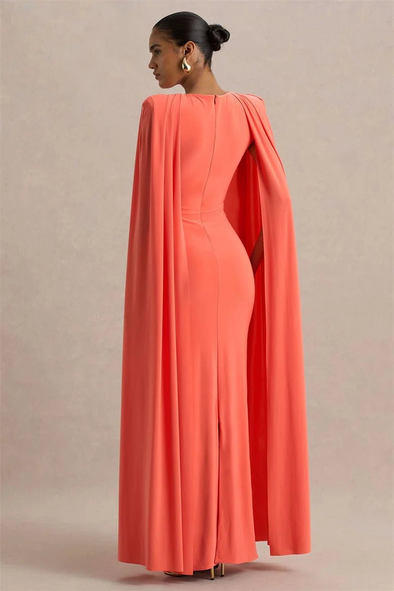 Cape Sleeve Split Maxi Dress - SN Wigs & More