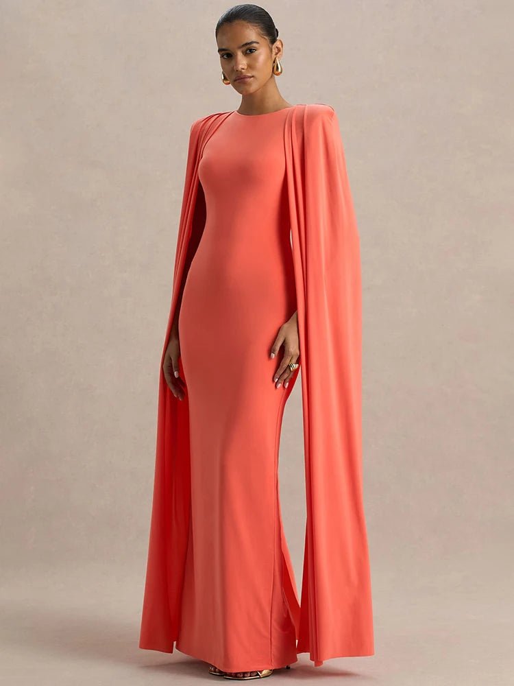 Cape Sleeve Split Maxi Dress - SN Wigs & More