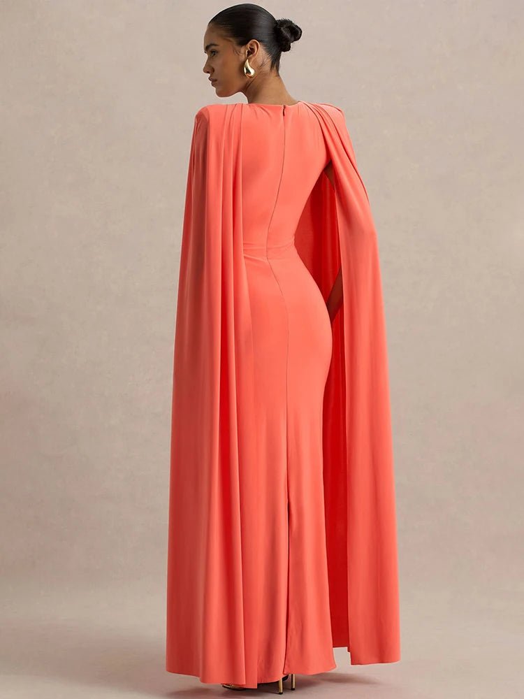 Cape Sleeve Split Maxi Dress - SN Wigs & More