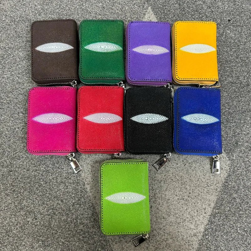 Card Holder Stingray Pearl Leather Elegant Minimalist Style - SN Wigs & More