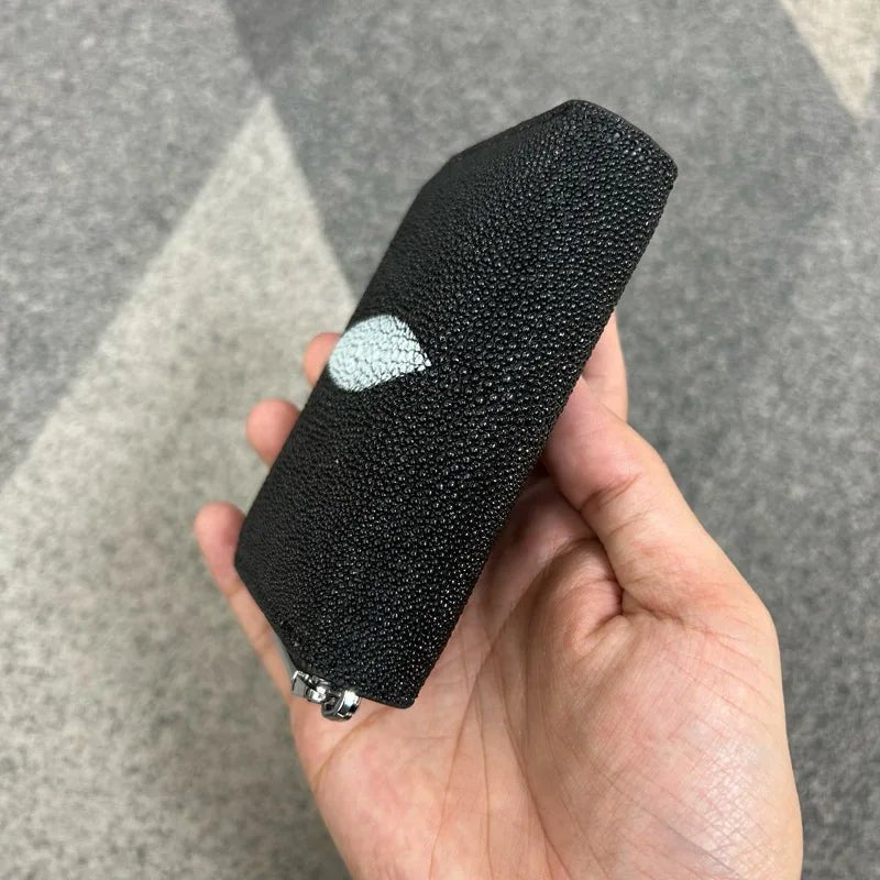 Card Holder Stingray Pearl Leather Elegant Minimalist Style - SN Wigs & More