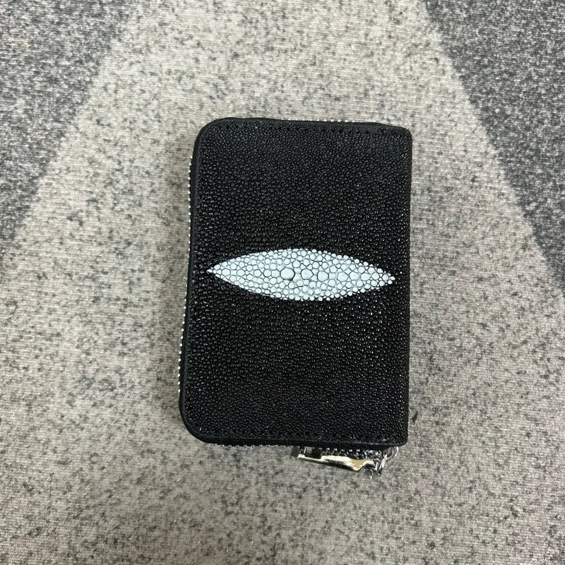 Card Holder Stingray Pearl Leather Elegant Minimalist Style - SN Wigs & More