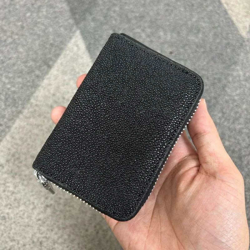 Card Holder Stingray Pearl Leather Elegant Minimalist Style - SN Wigs & More