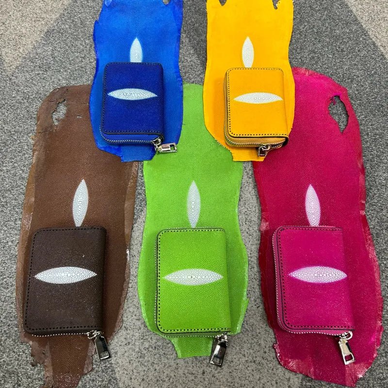 Card Holder Stingray Pearl Leather Elegant Minimalist Style - SN Wigs & More