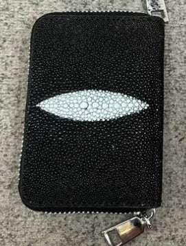 Card Holder Stingray Pearl Leather Elegant Minimalist Style - SN Wigs & More