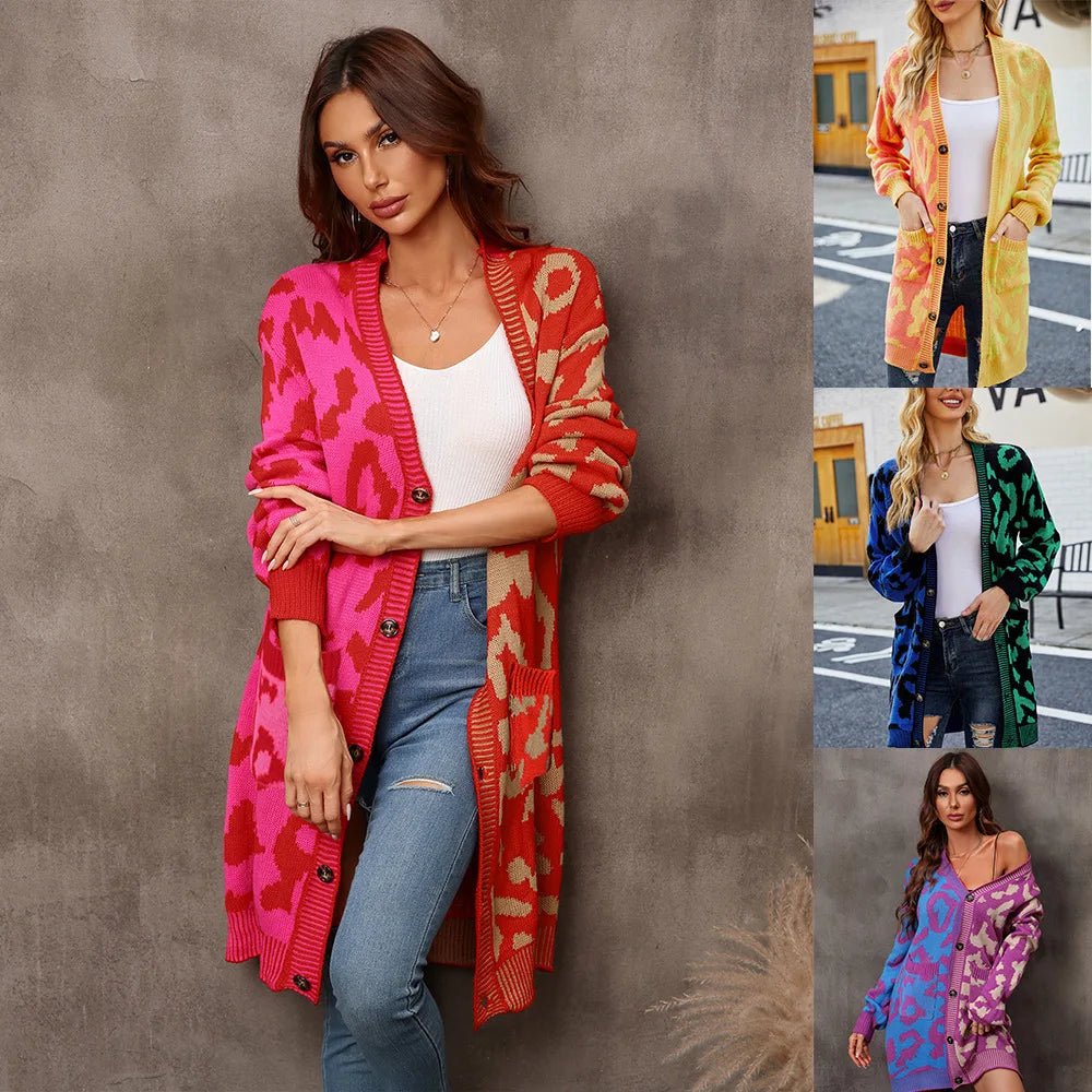 Cardigan Sweater + Knitted Thick Fabric With V - Neck And Long Sleeves + Loose Fit Winter Casual Style - SN Wigs & More