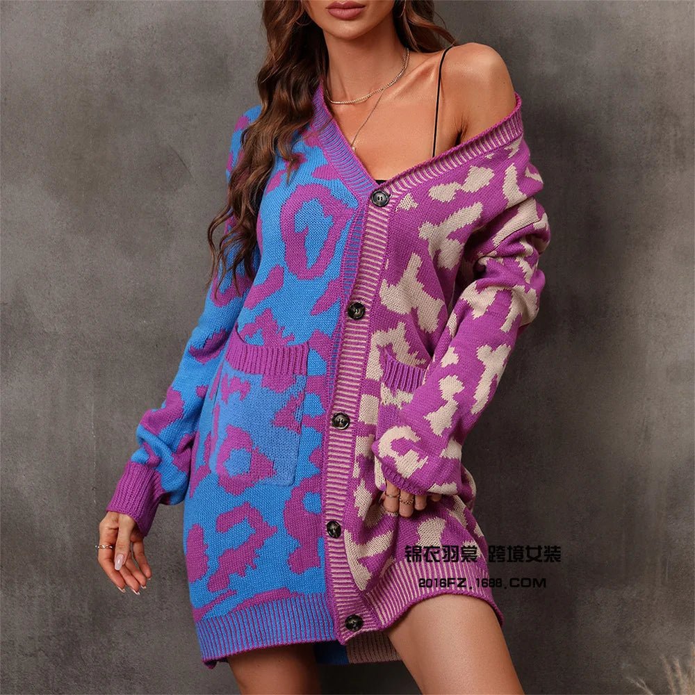Cardigan Sweater + Knitted Thick Fabric With V - Neck And Long Sleeves + Loose Fit Winter Casual Style - SN Wigs & More