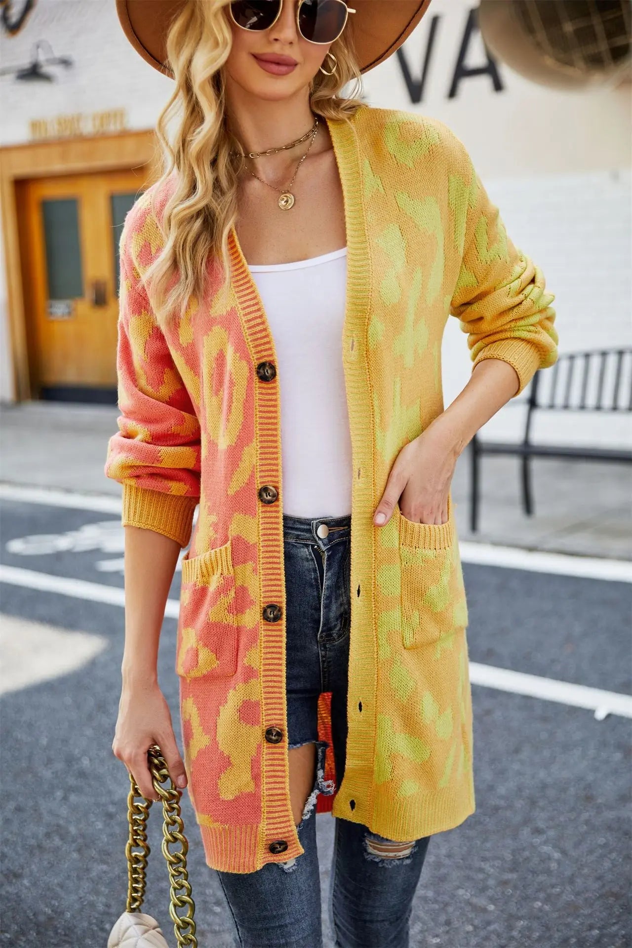 Cardigan Sweater + Knitted Thick Fabric With V - Neck And Long Sleeves + Loose Fit Winter Casual Style - SN Wigs & More