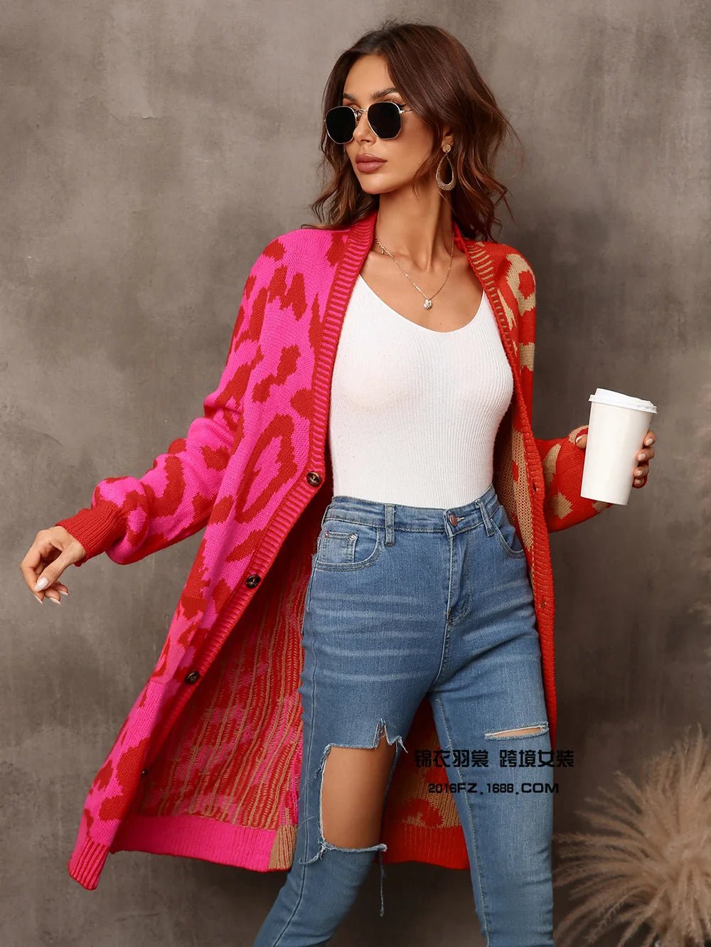 Cardigan Sweater + Knitted Thick Fabric With V - Neck And Long Sleeves + Loose Fit Winter Casual Style - SN Wigs & More