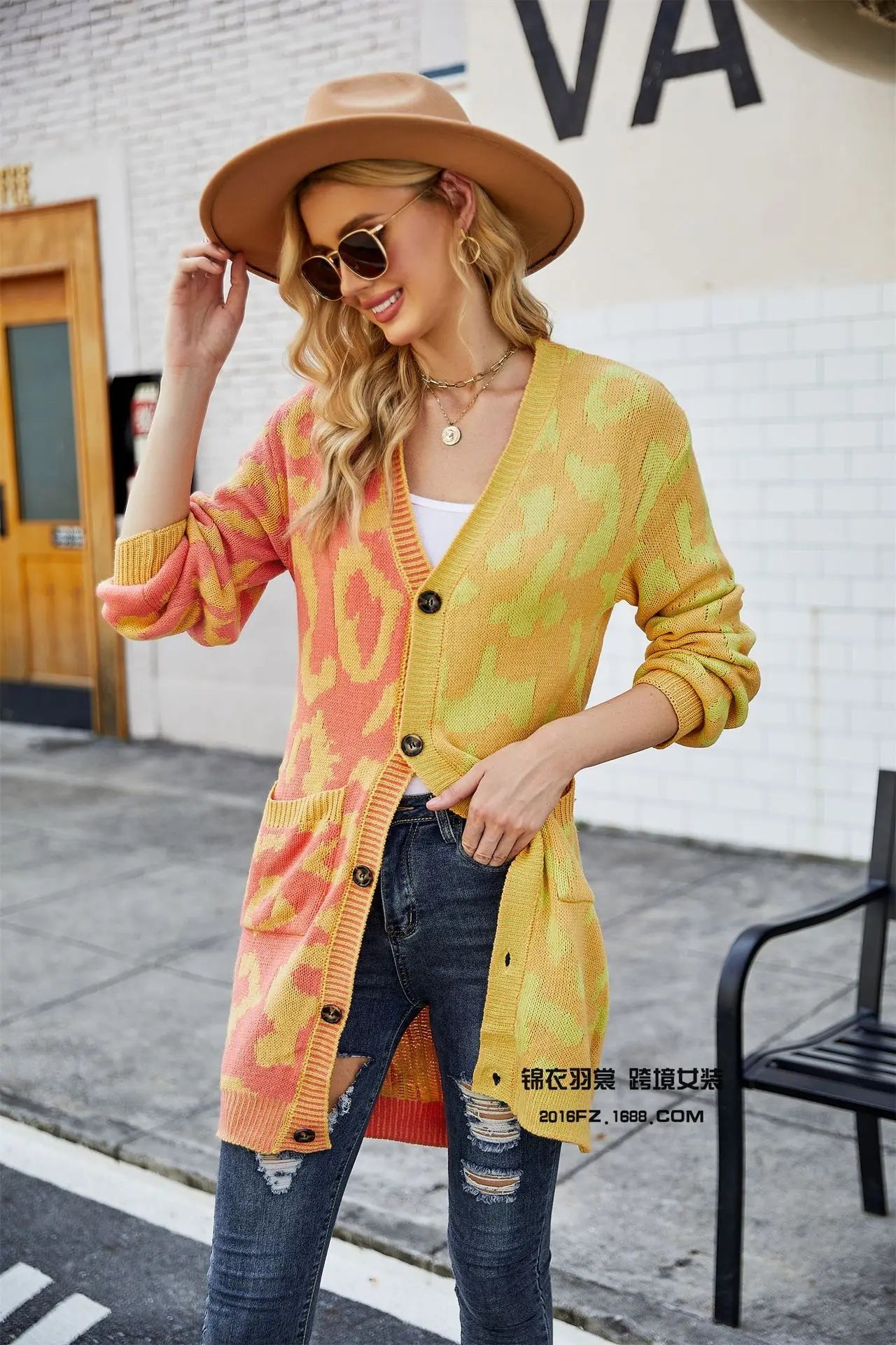 Cardigan Sweater + Knitted Thick Fabric With V - Neck And Long Sleeves + Loose Fit Winter Casual Style - SN Wigs & More