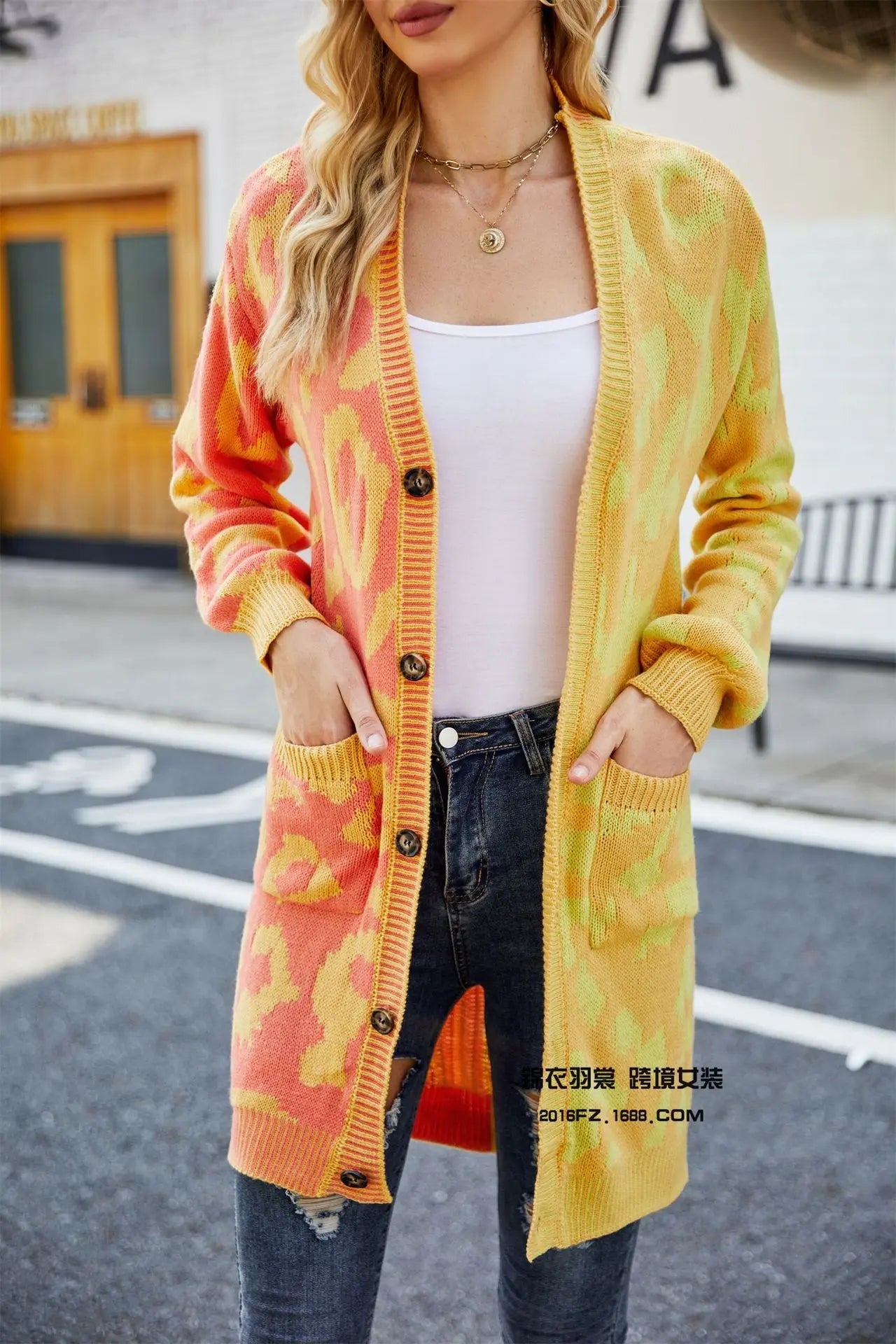 Cardigan Sweater + Knitted Thick Fabric With V - Neck And Long Sleeves + Loose Fit Winter Casual Style - SN Wigs & More
