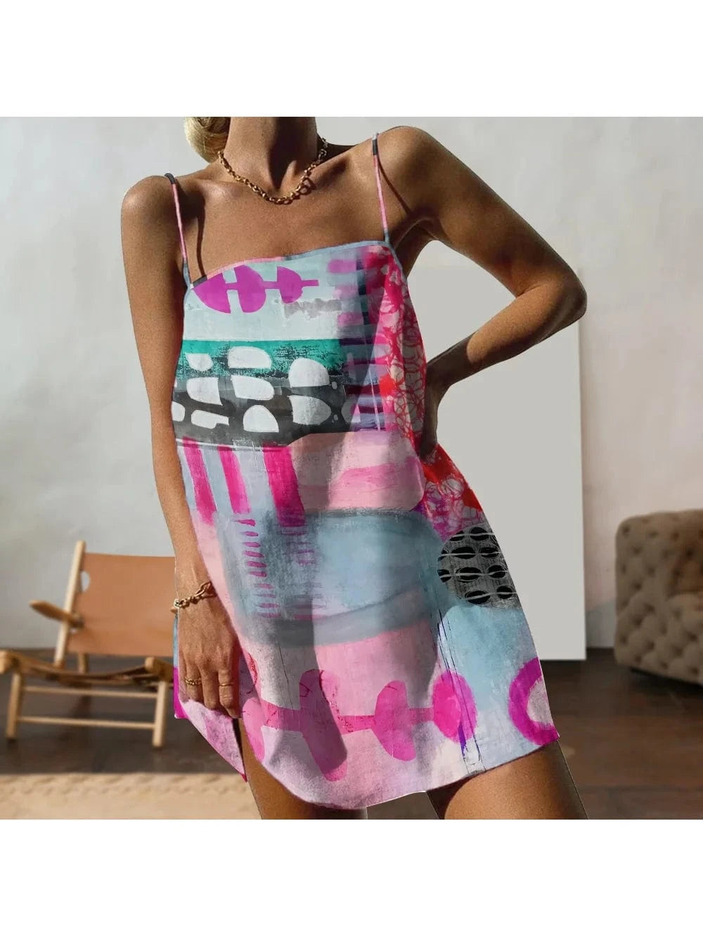 Cartoon Fashion Vest Skirt Casual Women's New Y2k Style Loose Beach Vacation Dress High Quality Soft Top Trend Summer