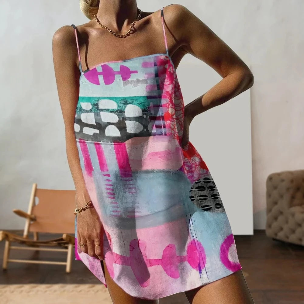 Cartoon Fashion Vest Skirt Casual Women's New Y2k Style Loose Beach Vacation Dress High Quality Soft Top Trend Summer