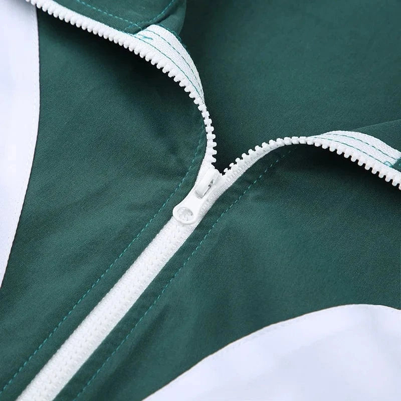 Casual Contrast Zipper Collar Long Sleeve Two Pieces Unique Stripe Tracksuit Woman Cotton High Quality Jogging Suits