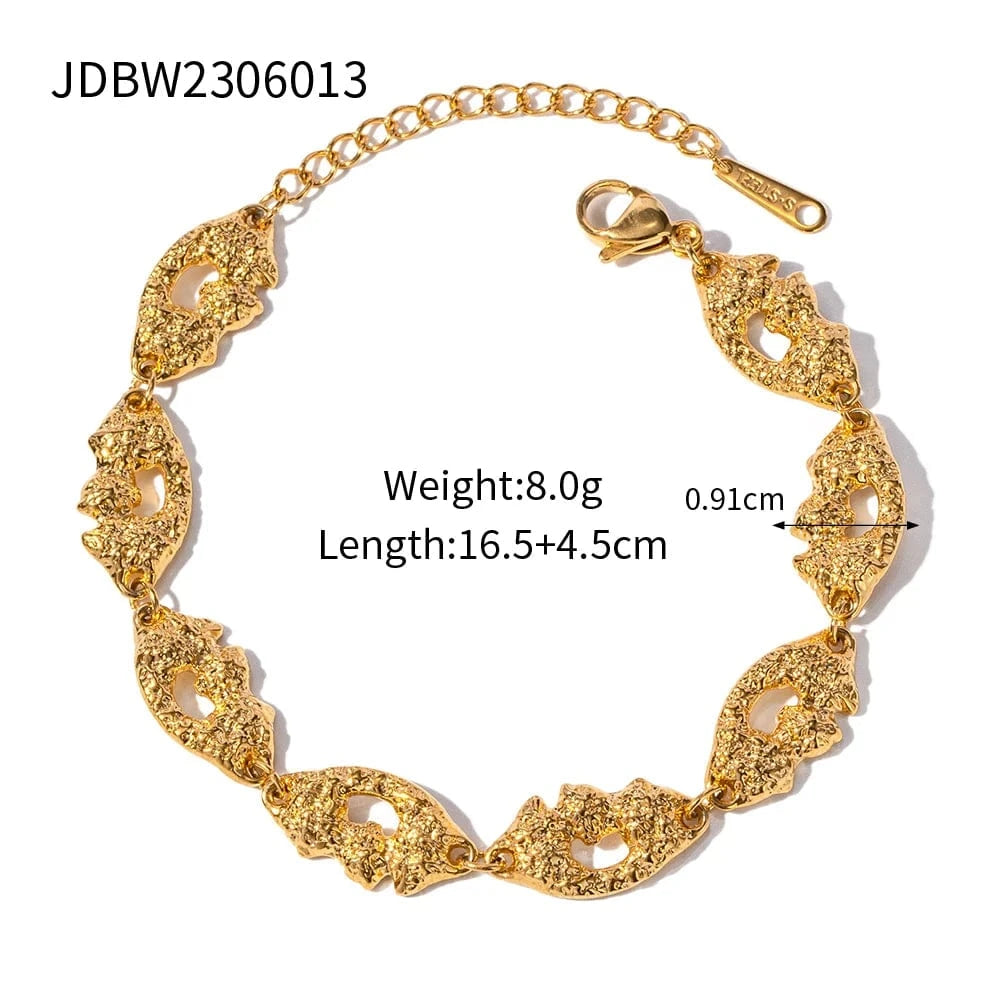 Casual / Picture / BG892 BG892 Vintage 18k Gold Plated Stainless Steel Bracelet Jewelry Volcano Pattern Irregular Geometric Bangles