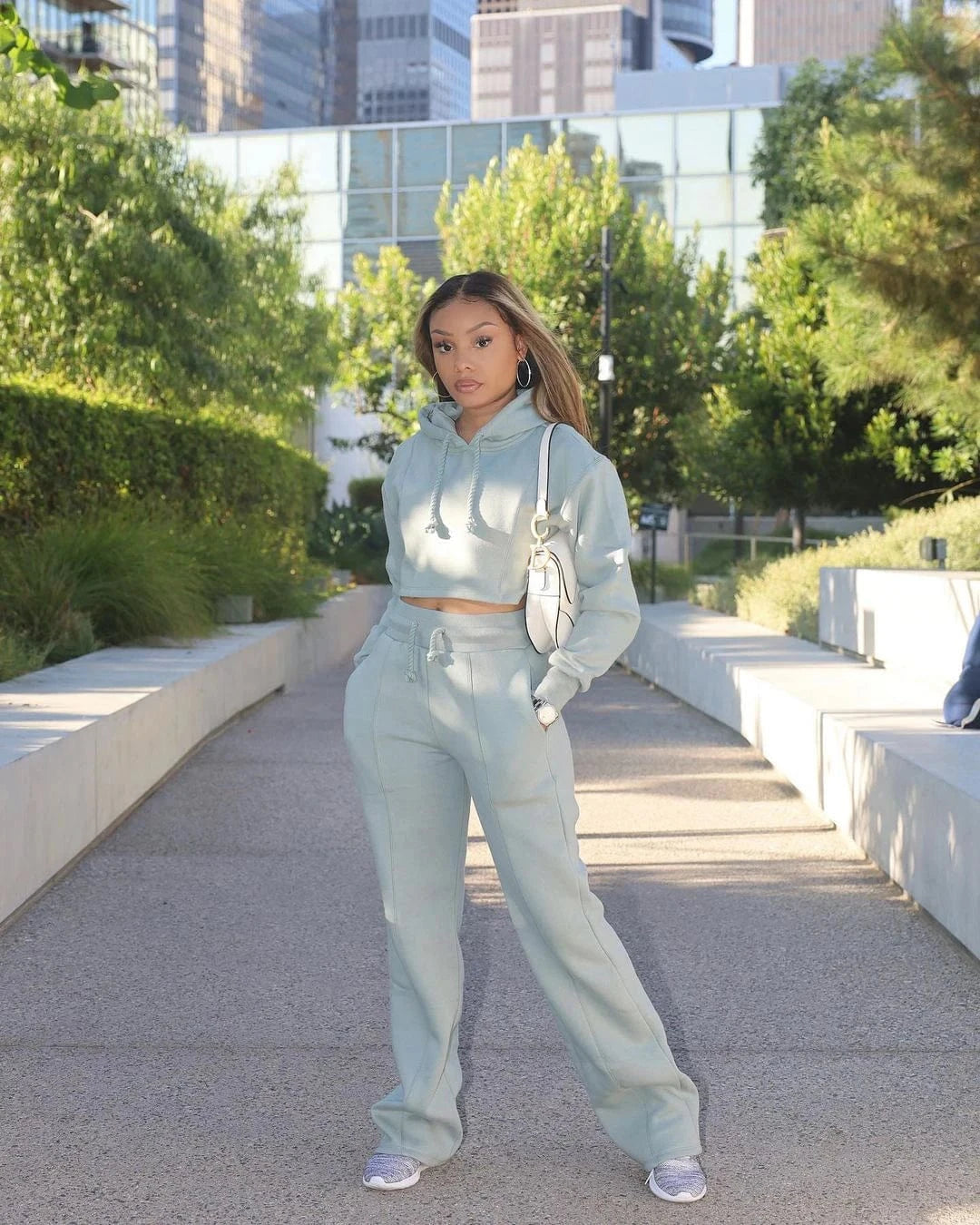 Casual sports suit women autumn and winter new loose long-sleeved sweater two-piece