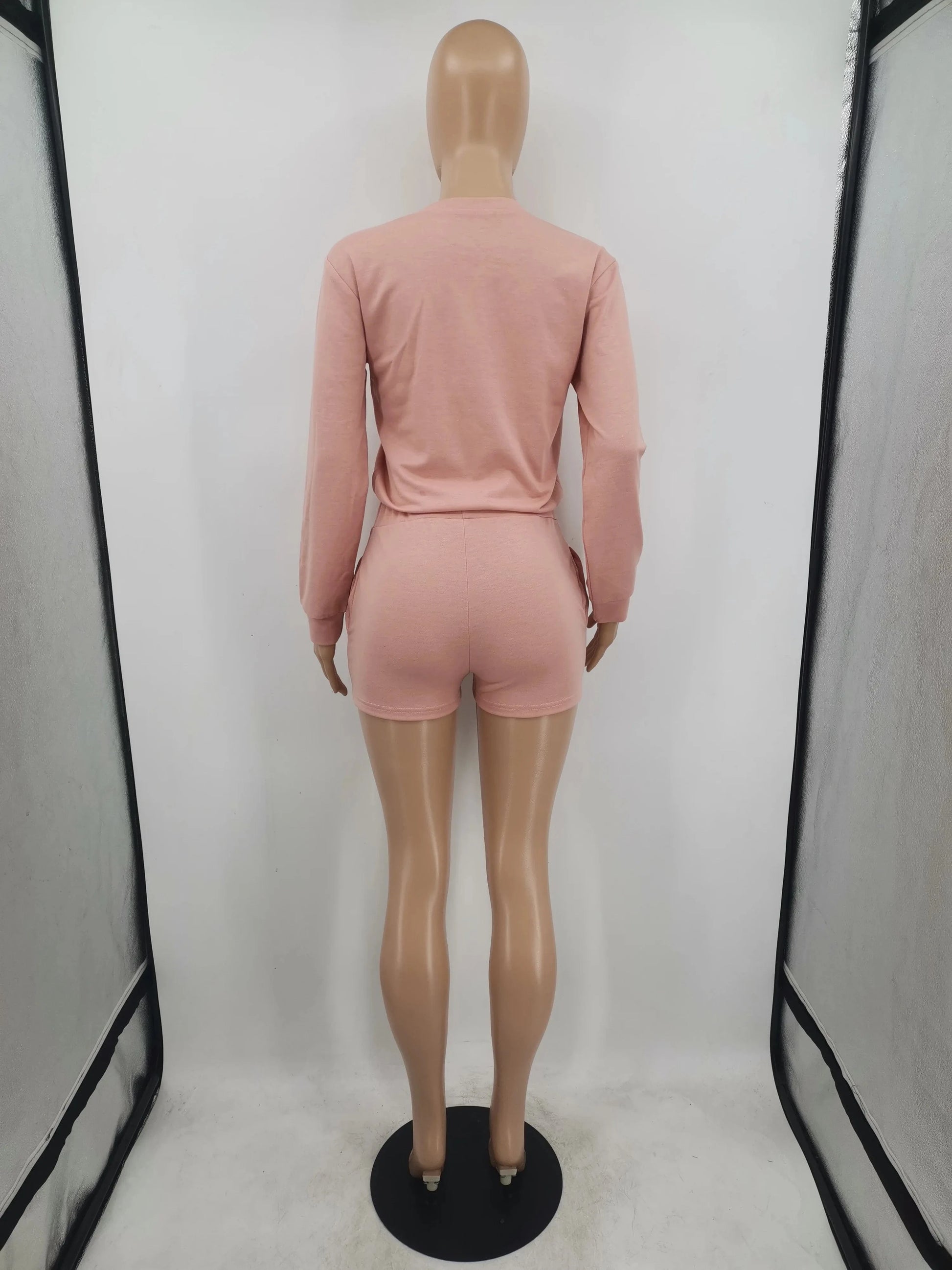 Casual Sweat Shorts Sets Fall 2 pc Two Piece Shorts Pant Set Long Sleeve Women Sweat Suit Set Clothing 2 Piece Plain Joggers