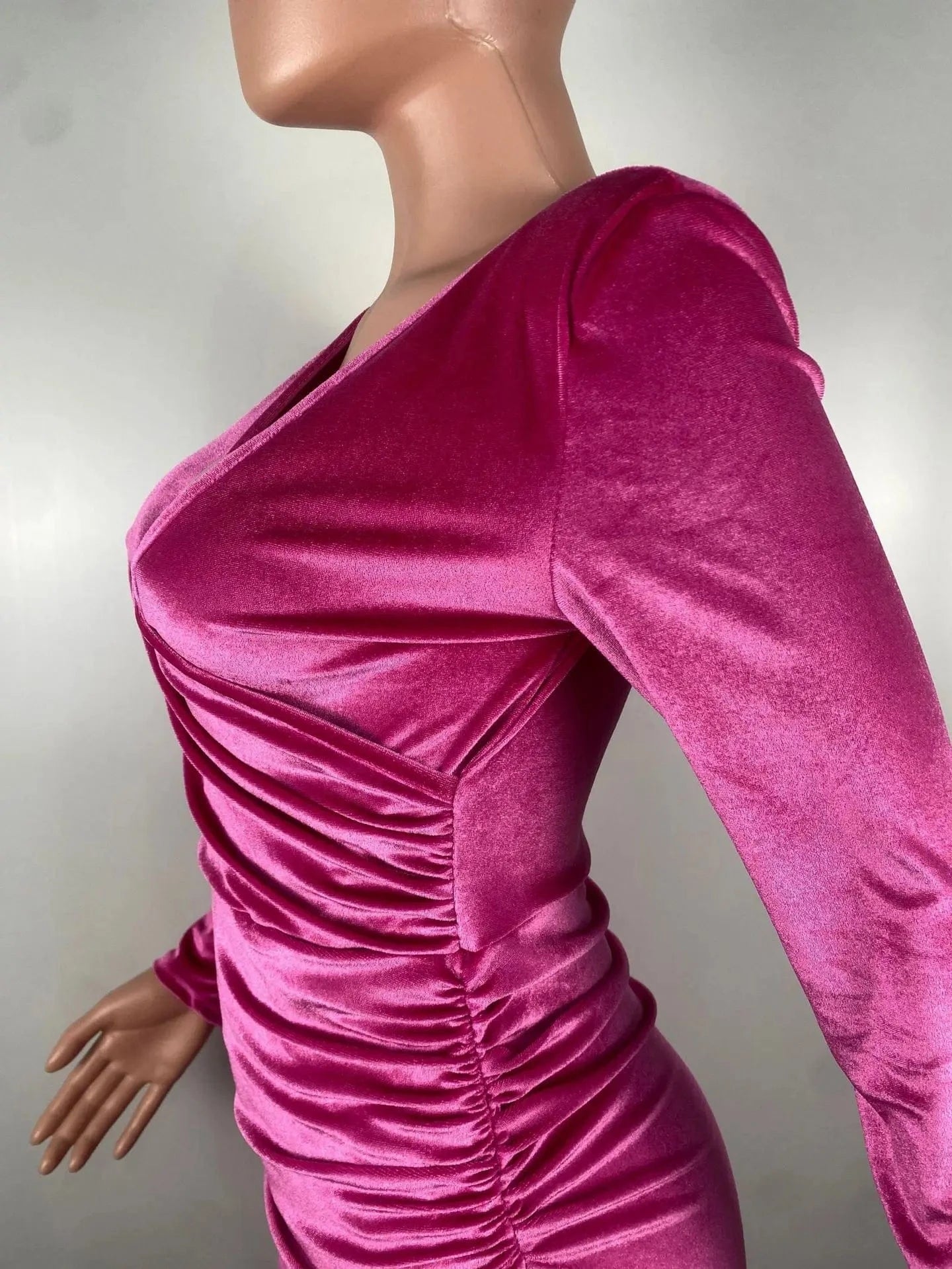 Casual Women Dress Clothing Long Sleeve Velvet Ladies Winter Velour Dress Solid Bodycon Dress for Women