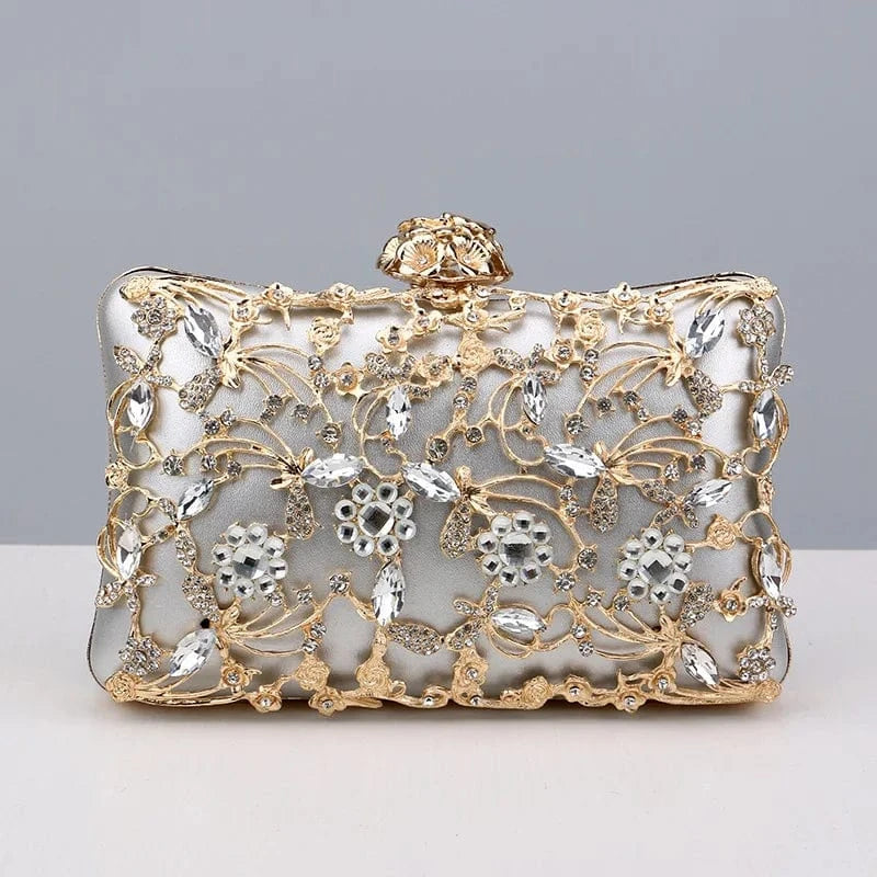 Chain Bride Clutch Purse for Women Luxury Wedding Prom Party Rhinestone Evening Bag Women