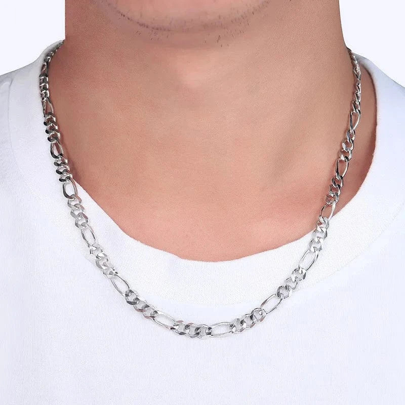 Chains Hip Hop Jewelry 7 Mm Chunky Diamond-cut Figaro Link Chain Necklace 2024 925 Sterling Silver Trendy Picture CN;JIA for Men