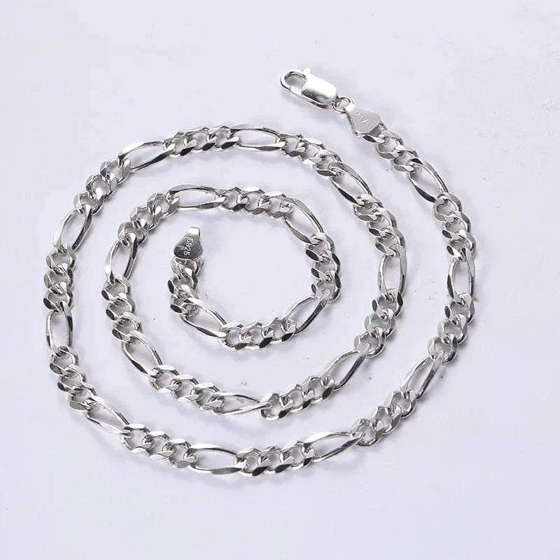 Chains Hip Hop Jewelry 7 Mm Chunky Diamond-cut Figaro Link Chain Necklace 2024 925 Sterling Silver Trendy Picture CN;JIA for Men
