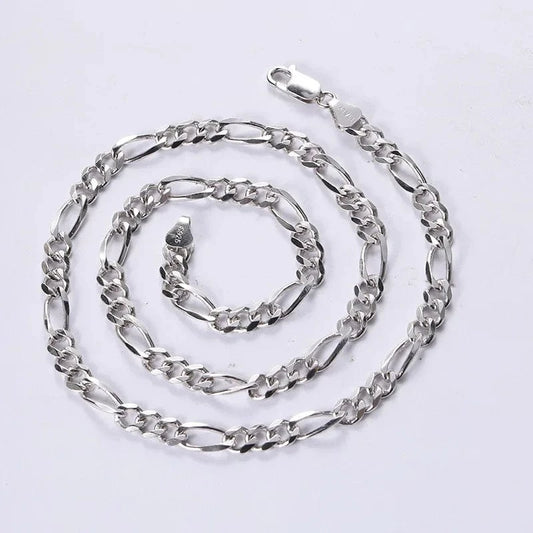 Chains Hip Hop Jewelry 7 Mm Chunky Diamond-cut Figaro Link Chain Necklace 2024 925 Sterling Silver Trendy Picture CN;JIA for Men
