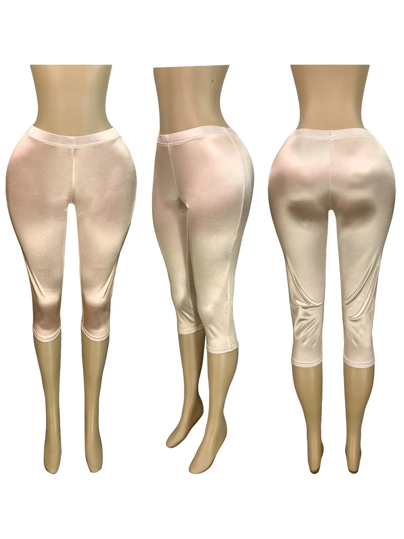 champagne long / XXL FAGADOER Y2k Sexy Bodycon Shorts for Woman Solid Color High Waist Elasticity Shorts Female Streetwear Bottoms 2025 Summer New