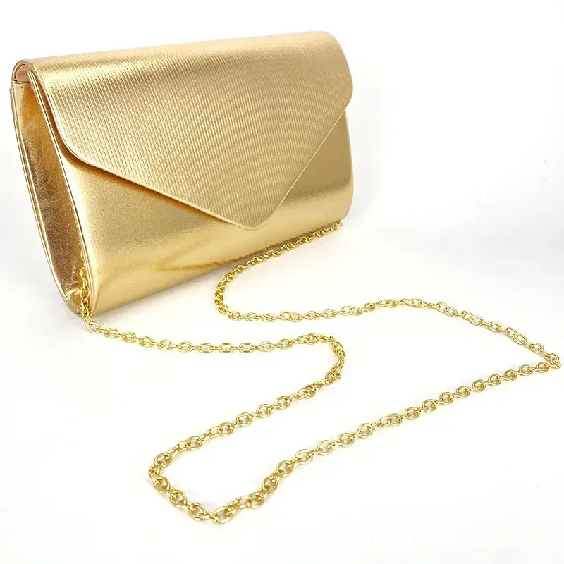 Champagne Luxury Design Women's Evening Bag Ladies Day Clutch Envelope Handbag Daily Clutch Wedding Party Bling Gold Chain Crossbody Bags