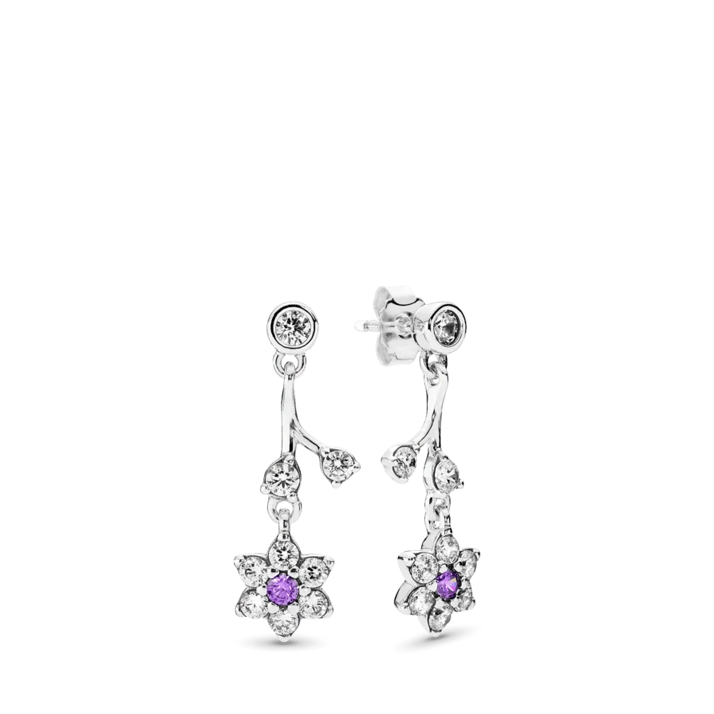 Charm Jewelry Set Flower Necklace Shining Chains Flower Ring Shining Earring Silver Jewelry