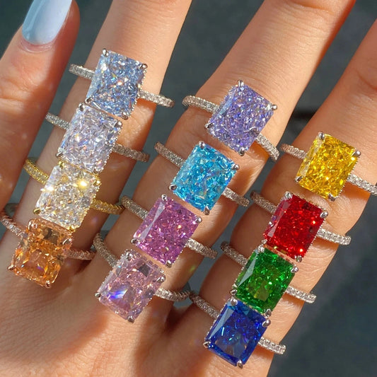Charm Luxury 925 Silver Tourmaline Paraiba Finger Gem Rings For Women Fashion Green Ring Women Jewelry Accessories New Bijoux