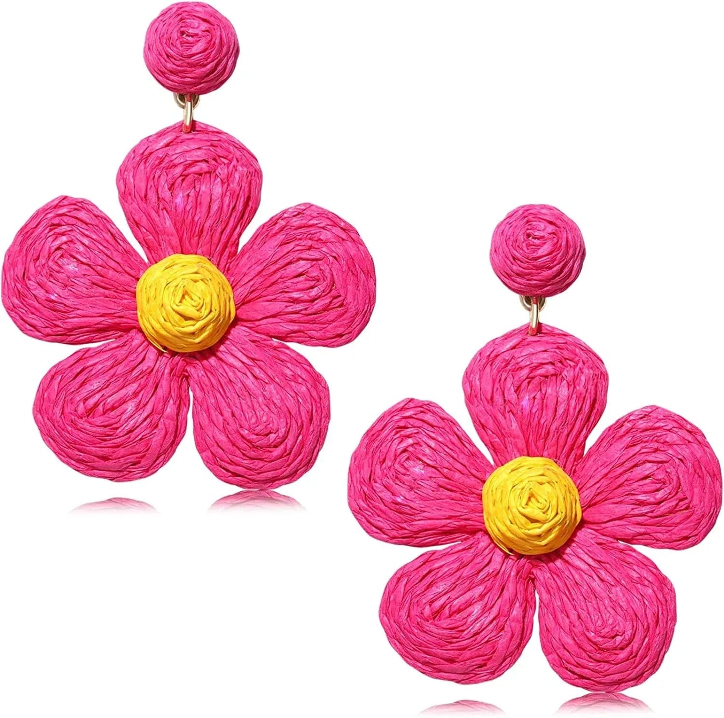 Charm Rattan Earrings For Women Statement Boho Raffia Straw Flower Drop Dangle Earrings