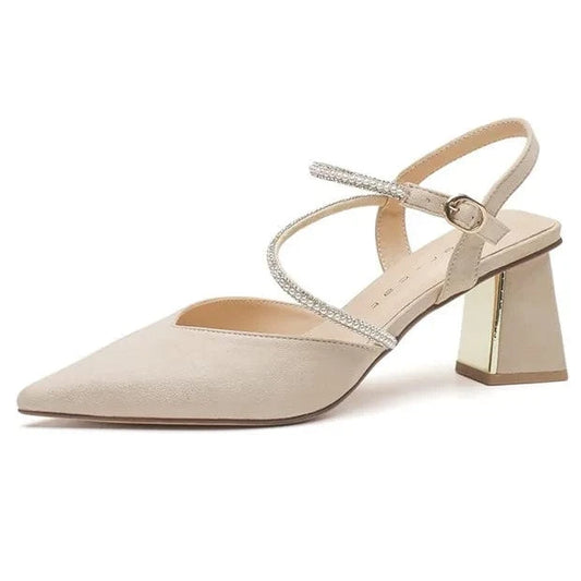 Chaussures Femme Fashionable Microfiber Pointed-toe Shoes Wrap-toe Ankle Strap High Heel Sandals Ladies Dating Banquet Sandalias