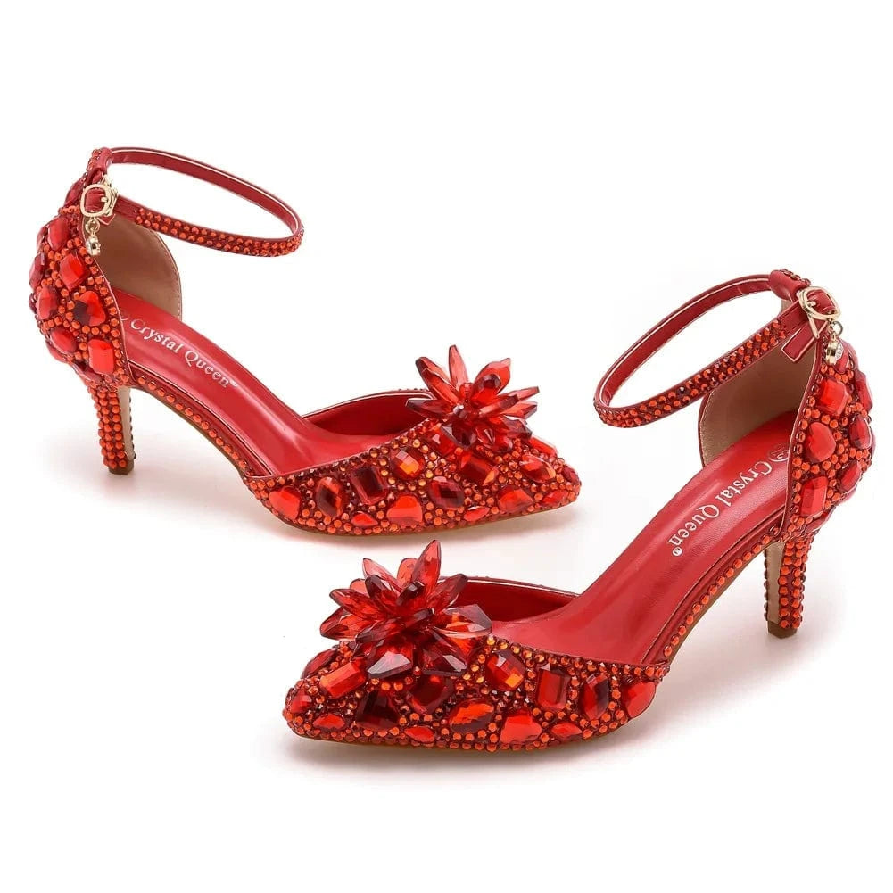 Chaussures Femme Luxury Crystal Buckle Pointed-toe Roman Shoes Slingback Hollow Out High Heel Sandals For Ladies Banquet Sandals