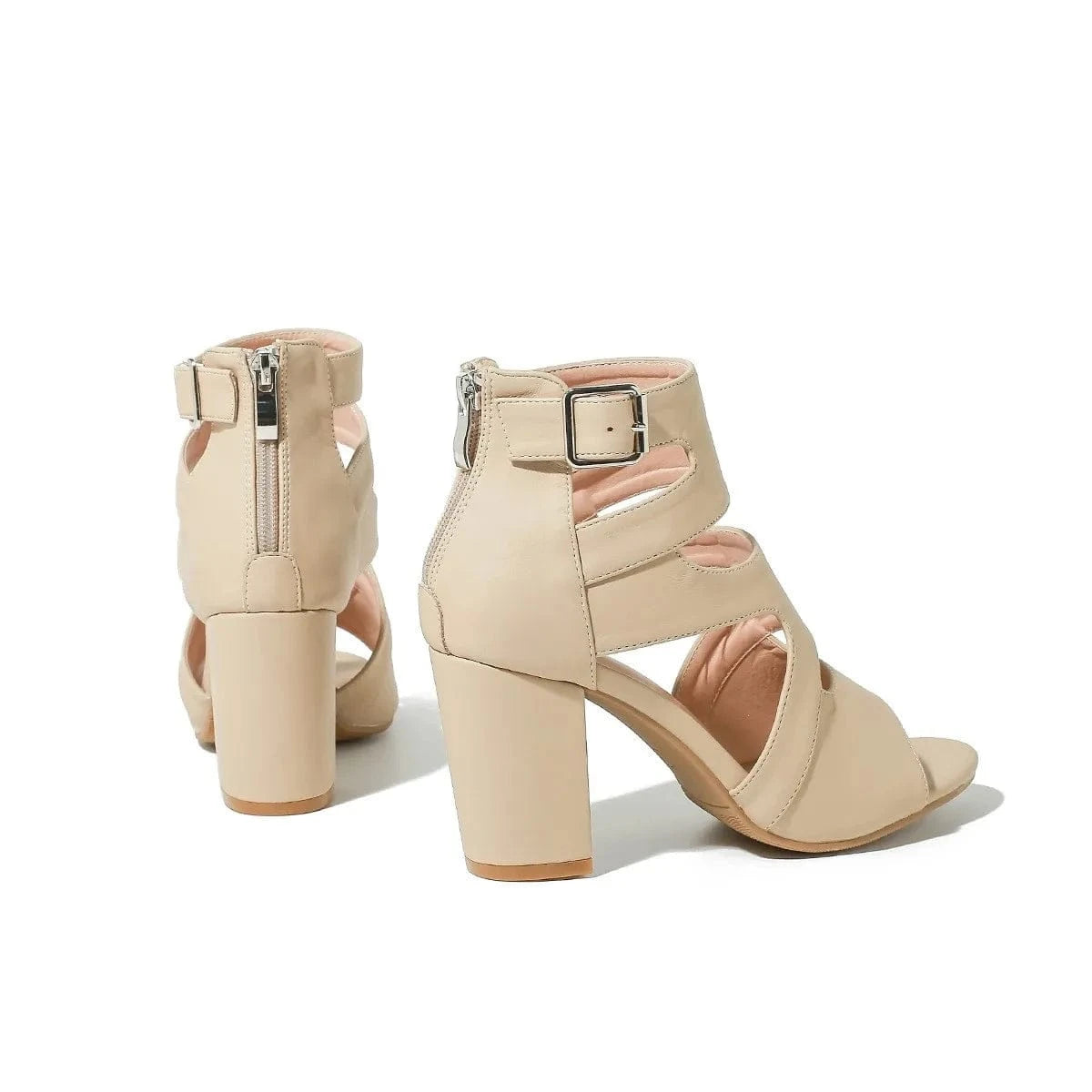 Chaussures Femme Sexy Apricot Large Size Romen Mujer Shoes Slip-toe Zippers High Heels Sandals For Ladies Nightclub Party Sandal